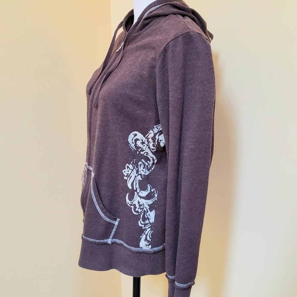 Trendy Brown/Cream Zip Up Hoodie Jacket - Picture 2 of 5